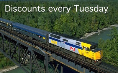 Discounts From Via Rail Canada Every Tuesday