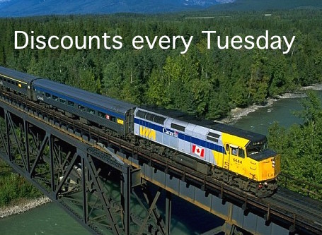 Discounts From Via Rail Canada Every Tuesday